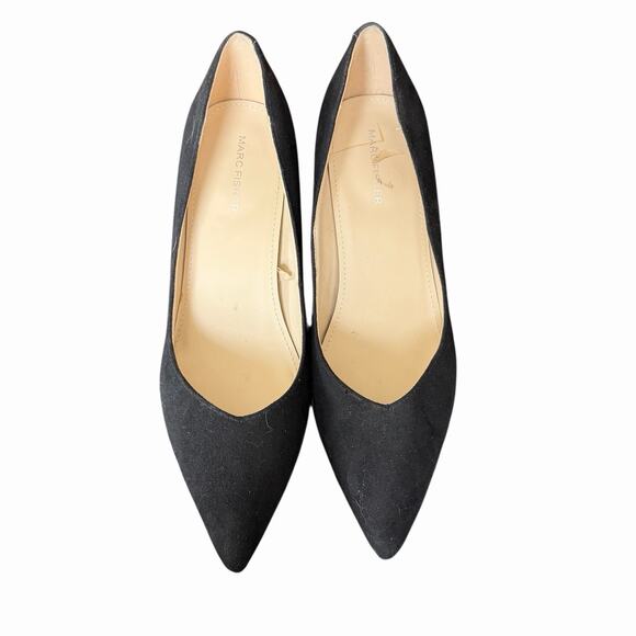 Marc Fisher 10 Caitlin Pumps Block Heel Pointed Toe Black Solid Career - Picture 8 of 9